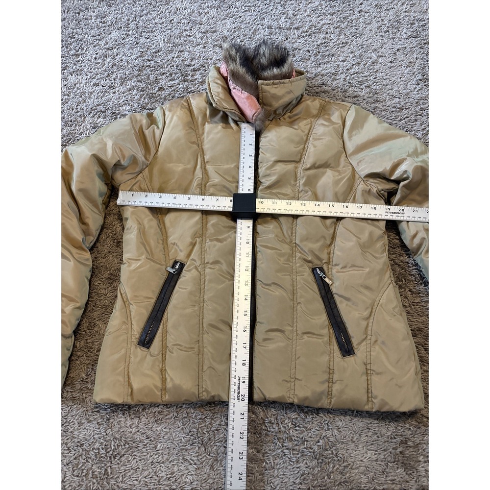Michael Kors Beige Down Filled Puffer Jacket Womens Medium M Raccoon‎ Fur - Picture 5 of 10